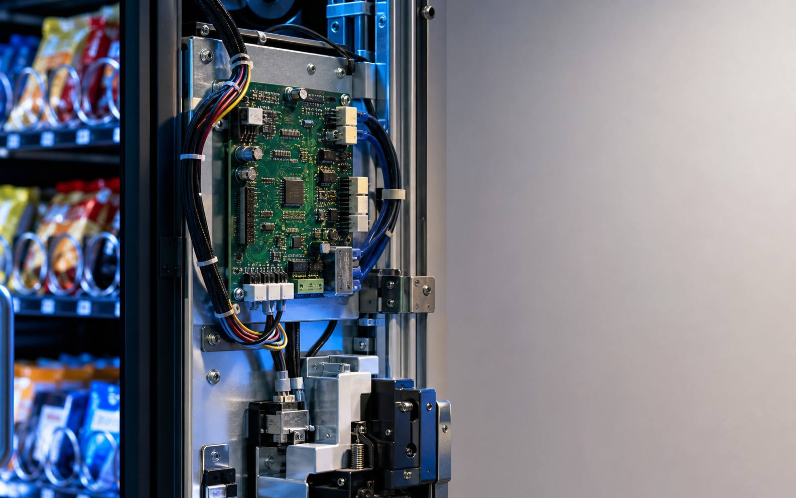 Embedded controller board installed inside a vending machine